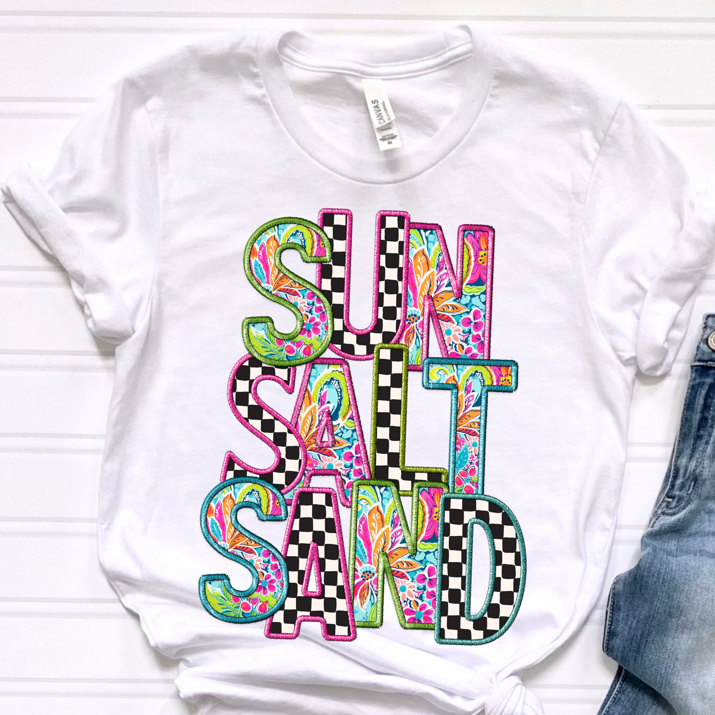 SUN SALT SAND CHECKERED -DTF TRANSFER