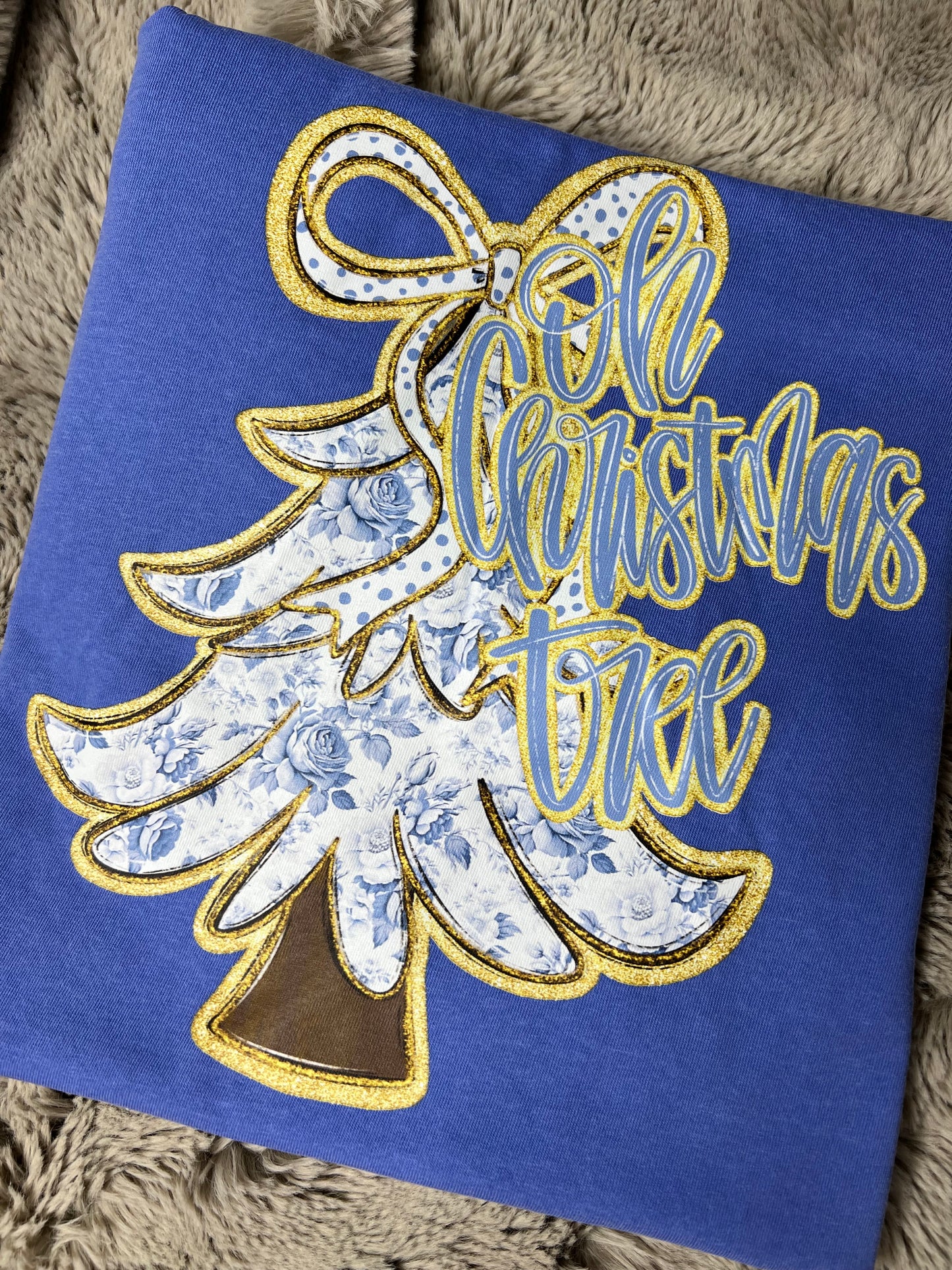 OH CHRISTMAS TREE BLUE TOILE | DTF TRANSFER |