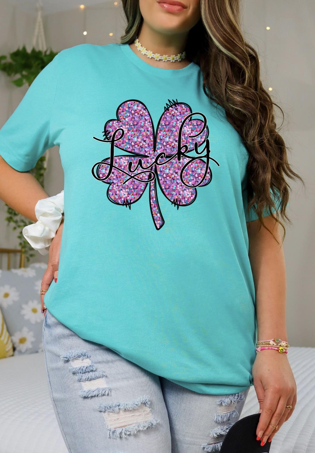 PINK LUCKY CLOVER -DTF TRANSFER
