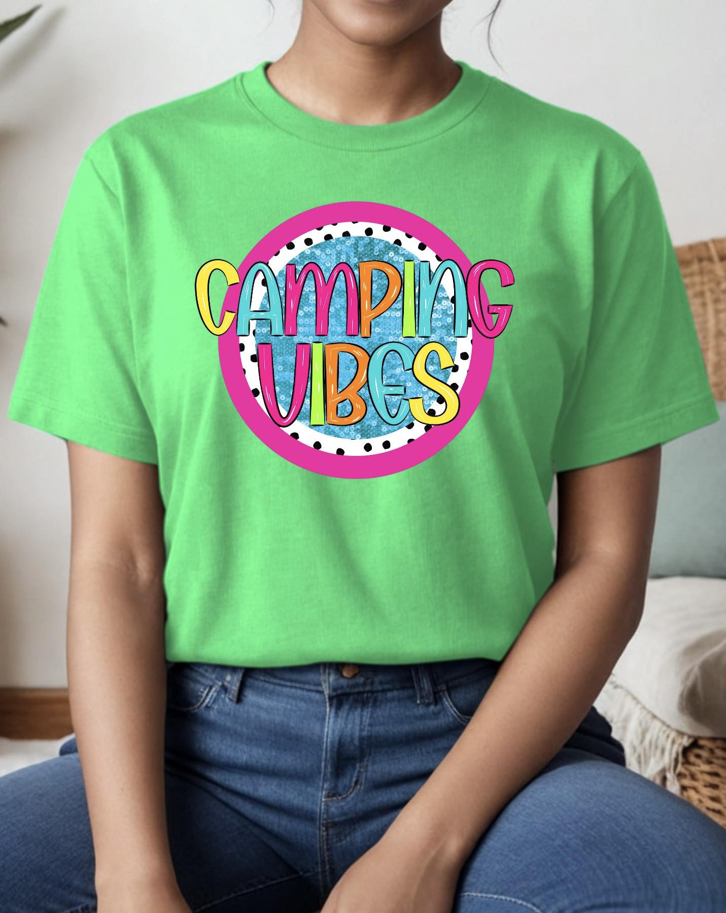 CAMPING VIBES NEON CIRCLE -DTF TRANSFER