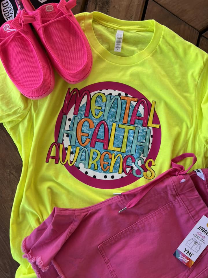 MENTAL HEALTH AWARENESS NEON DOTTED COMPLETED TEE - Wholesale