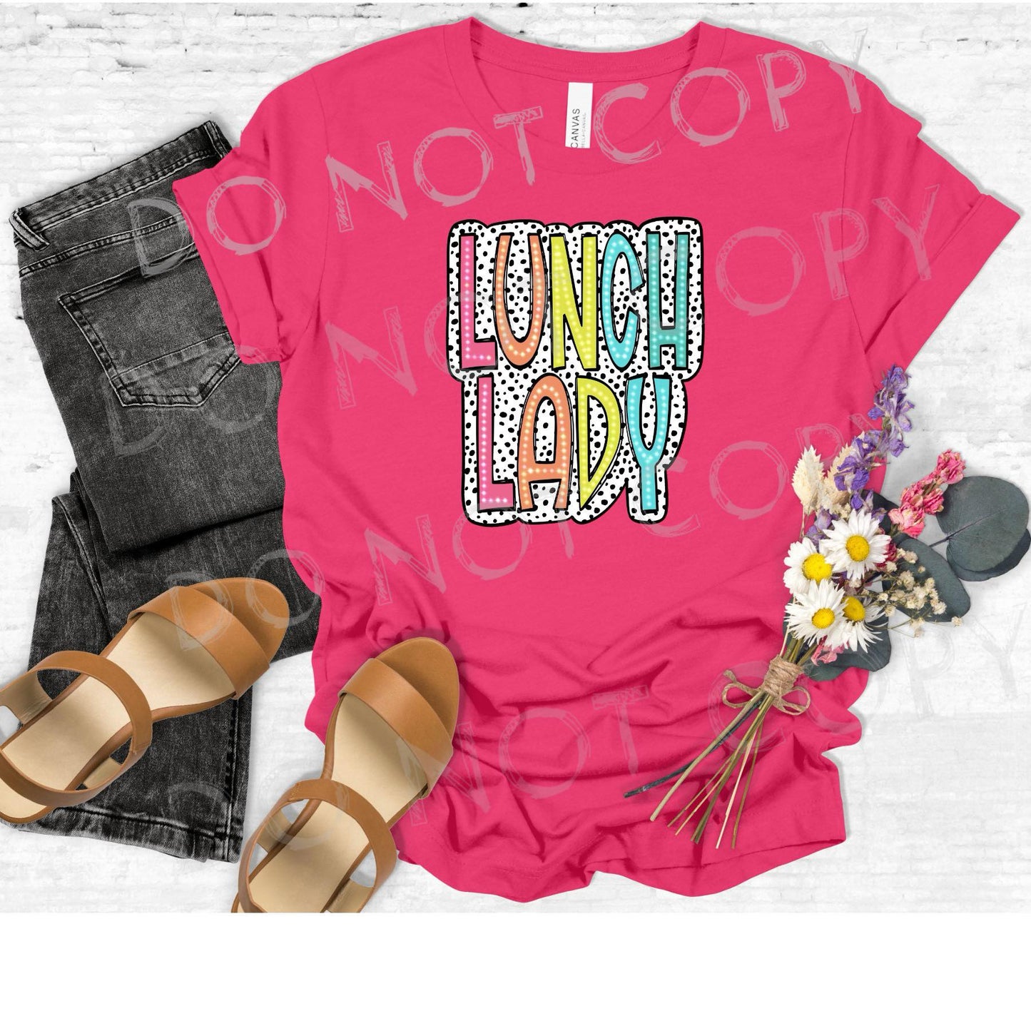 LUNCH LADY NEON DOTTED-DTF TRANSFER