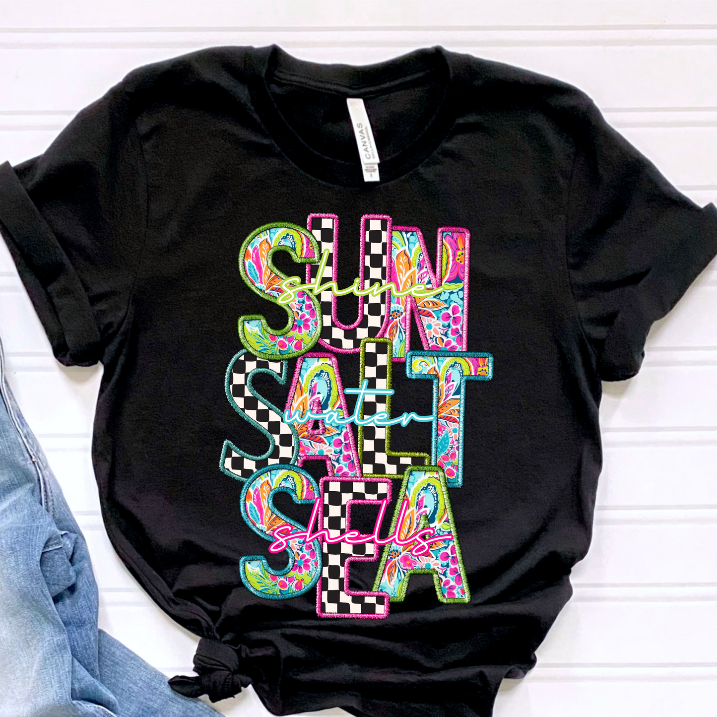 SUN SALT SEA CHECKERED -DTF TRANSFER