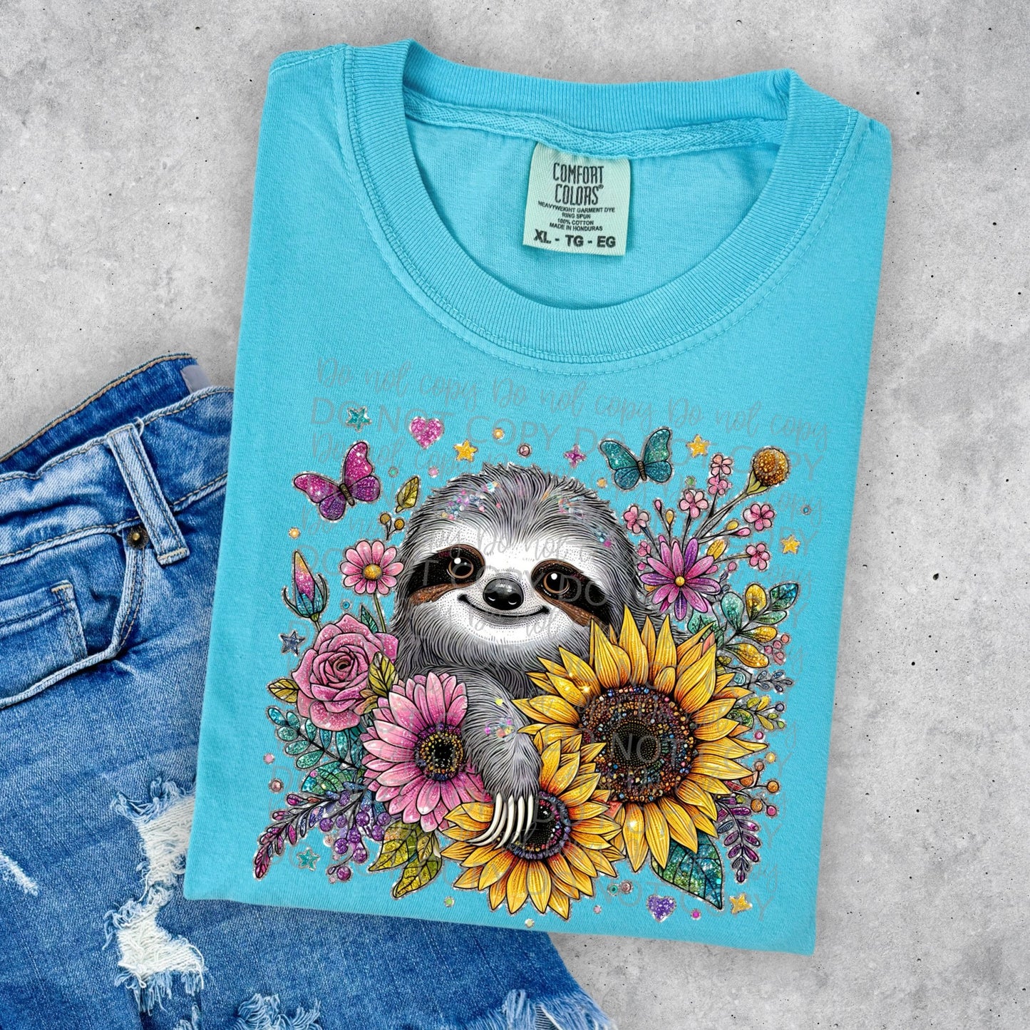 Sloth Flowers -DTF TRANSFER