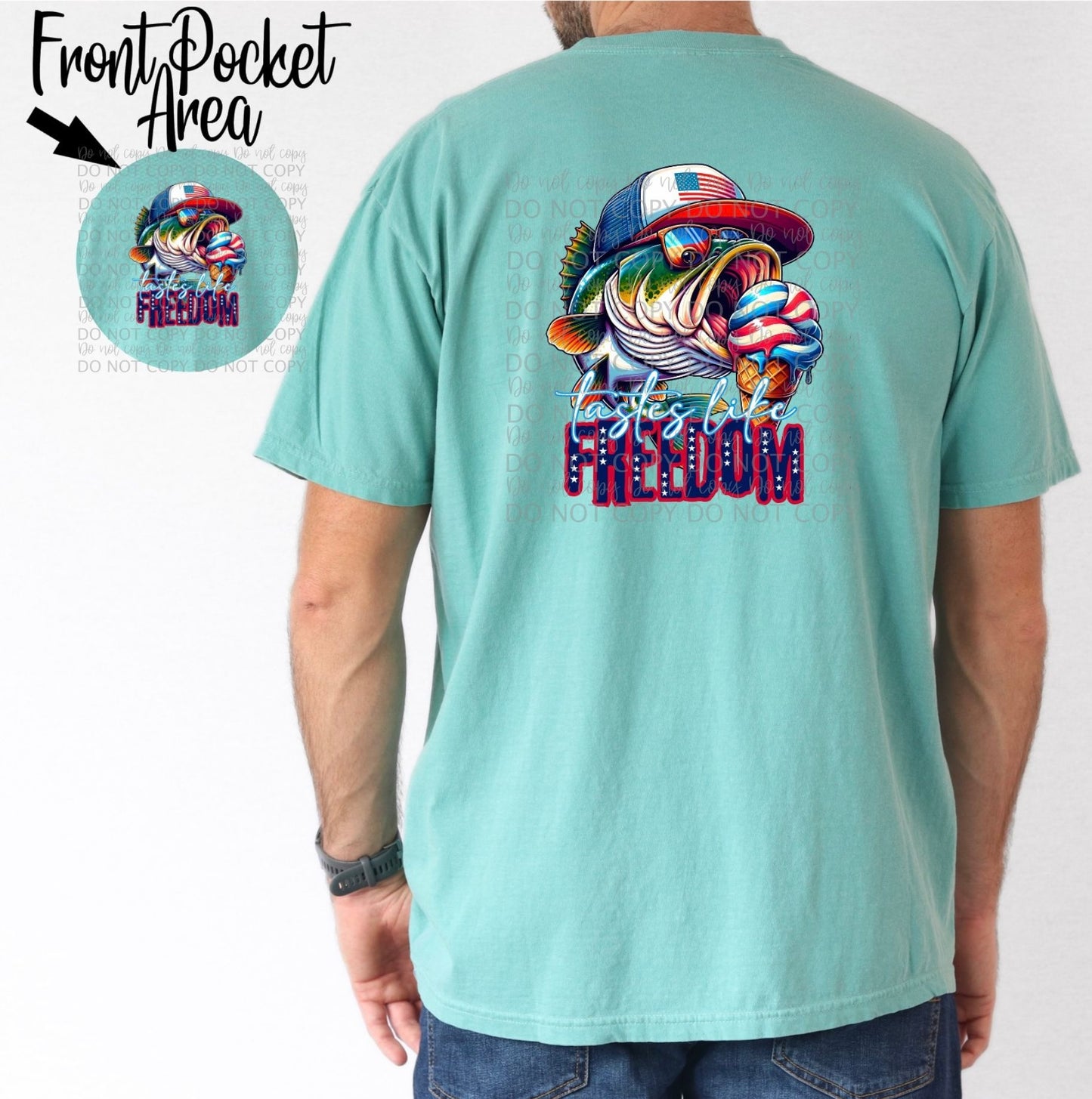 Tastes like freedom fish with hat and ice cream FRONT/BACK-DTF TRANSFER