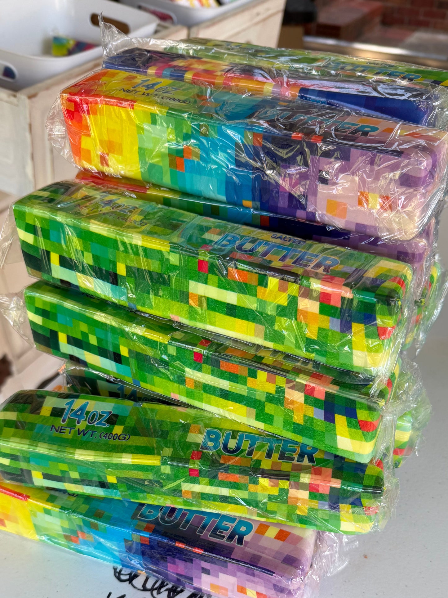 Large multi color block Butter squishy