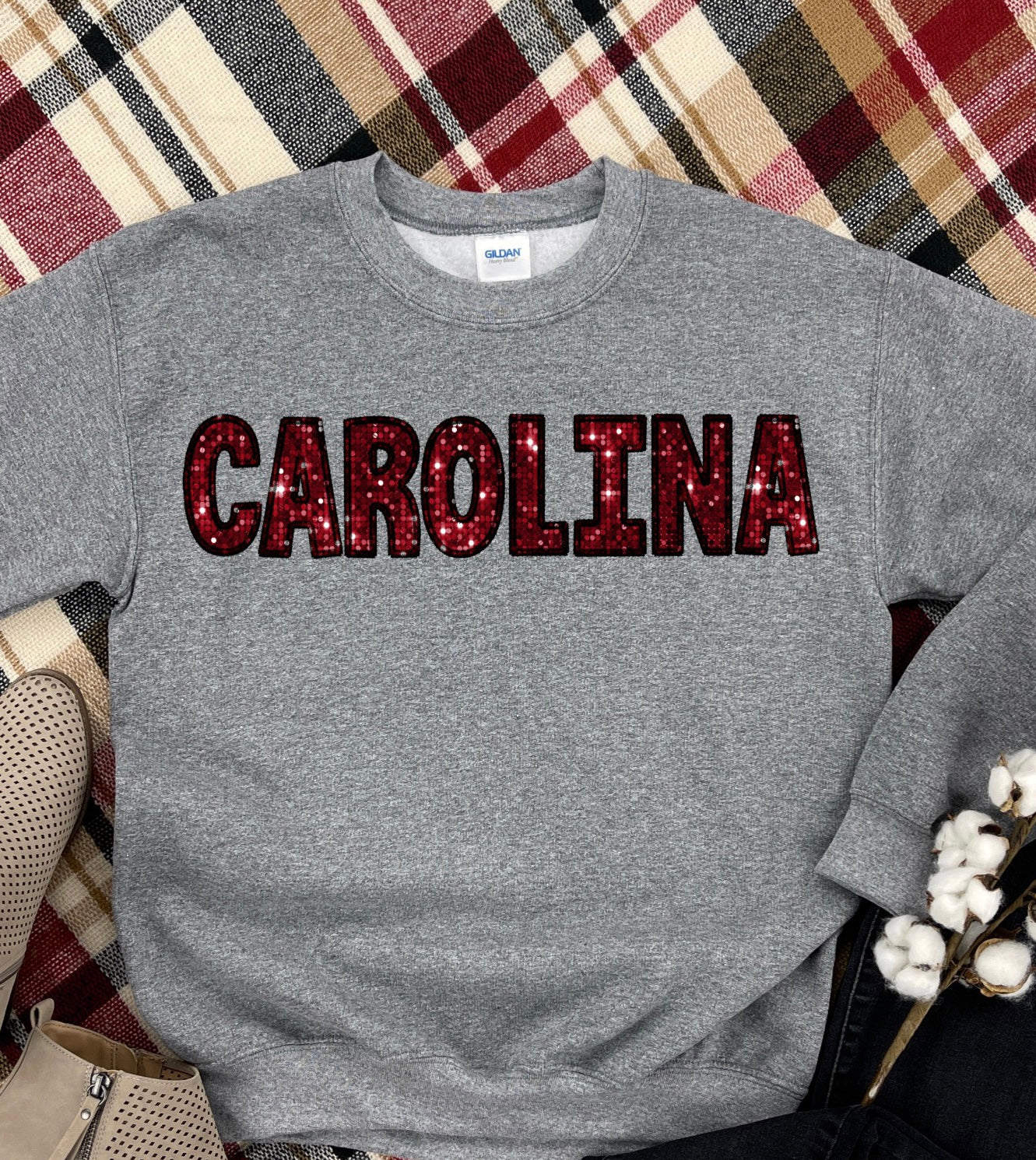 Carolina one line Faux Embroidery DTF Transfer