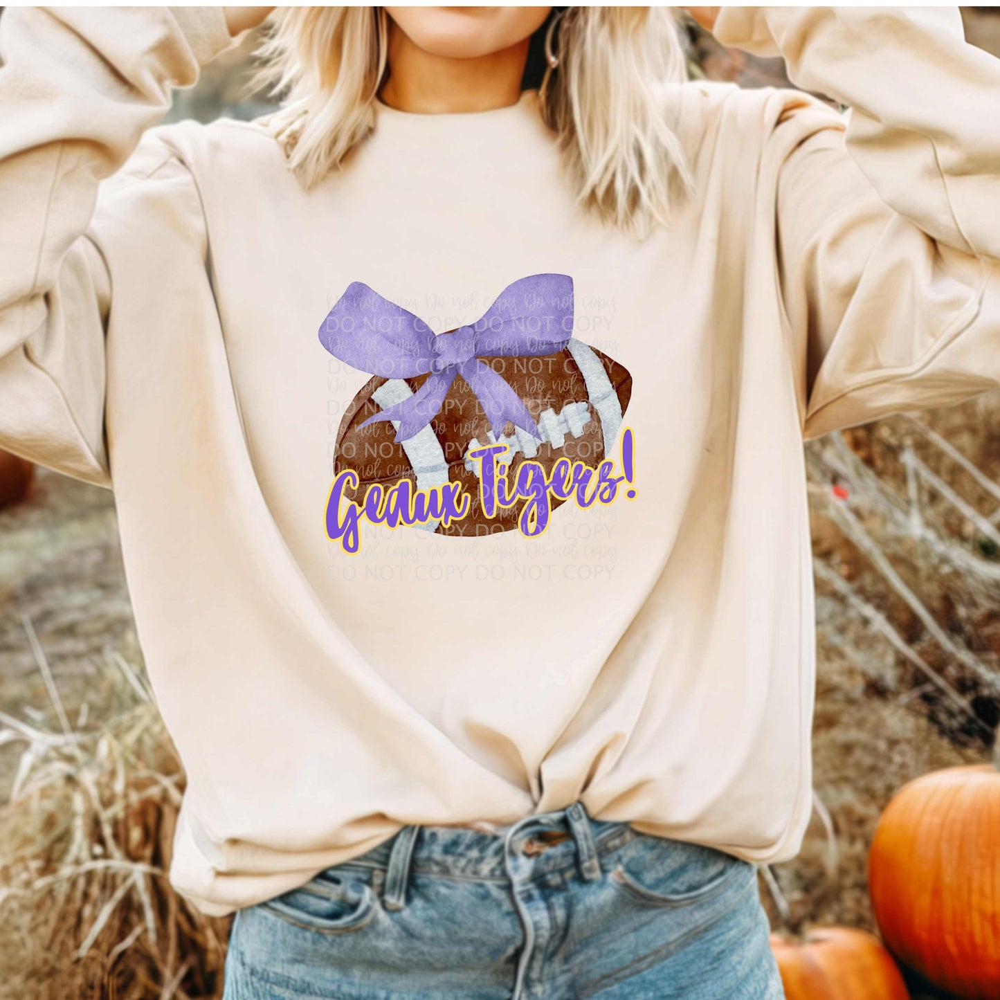 Geaux Tigers - Football Bow - DTF TRANSFER