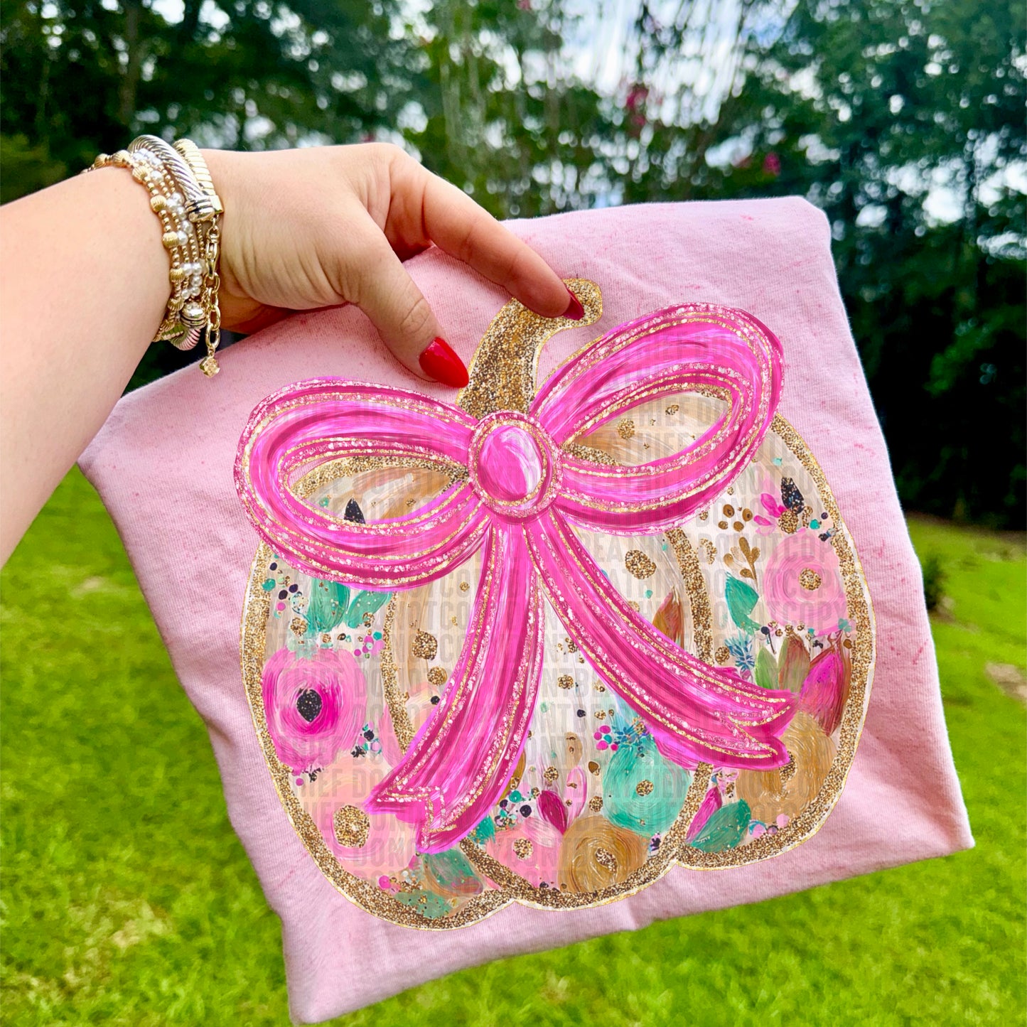 Glitter Floral Pumpkin | DTF TRANSFER { sdd }