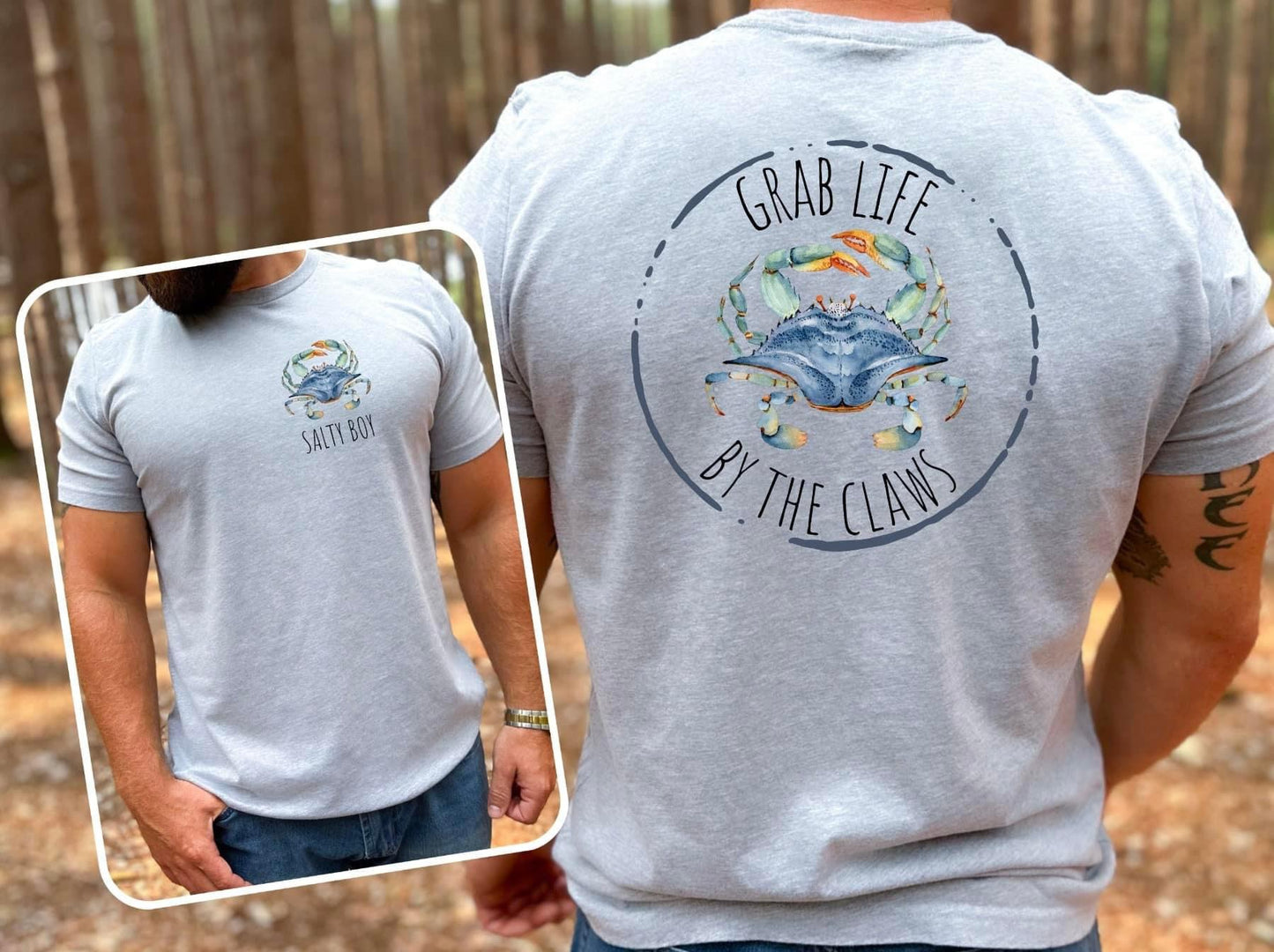 SALTY BOY GRAB LIFE BY THE CLAWS FRONT/BACK-DTF TRANSFER