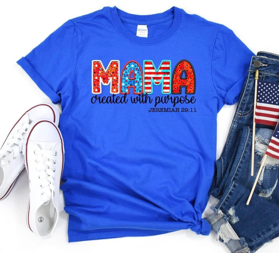 MAMA RED WHITE BLUE -DTF TRANSFER