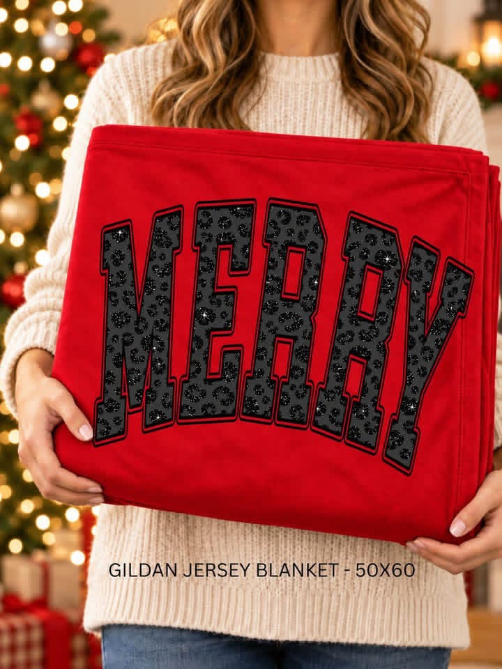 Merry Black Leopard Gildan Blanket | 50 x 60