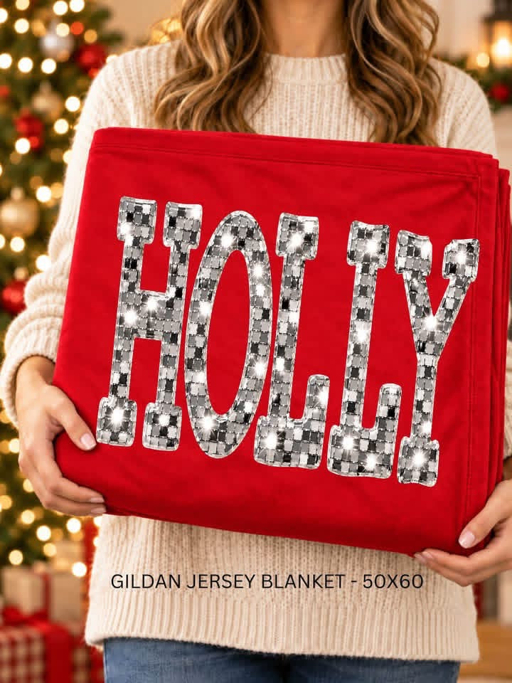 Holly Disco Checkered Gildan Blanket | 50 x 60