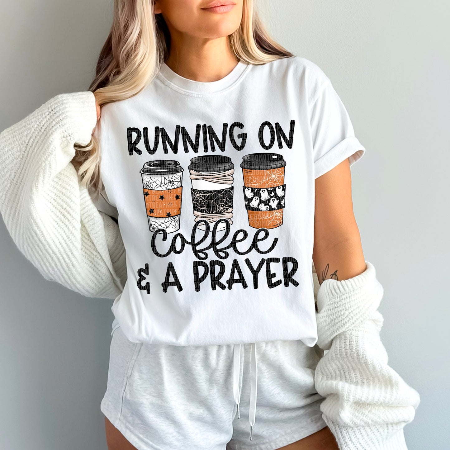 Running on Coffee & Prayer * Halloween / black | DTF TRANSFER