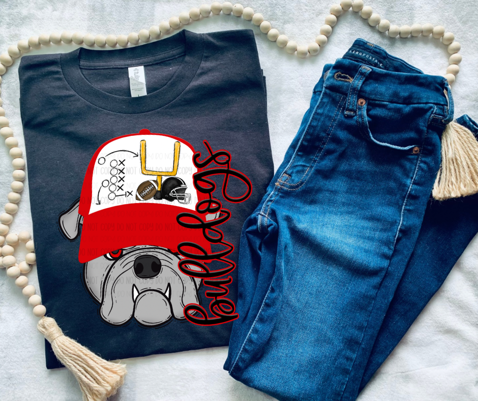BULLDOGS HAT MASCOT ( RED & BLACK ) - DTF Transfer