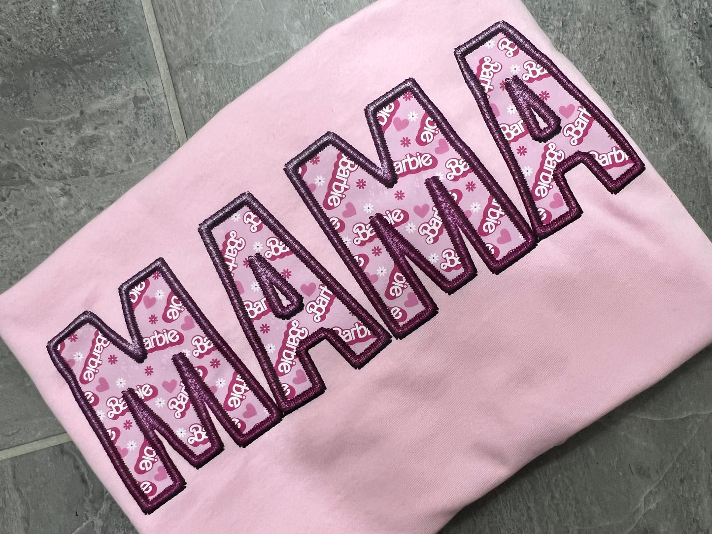 Pink Barb Mama Faux Embroidery DTF Transfer