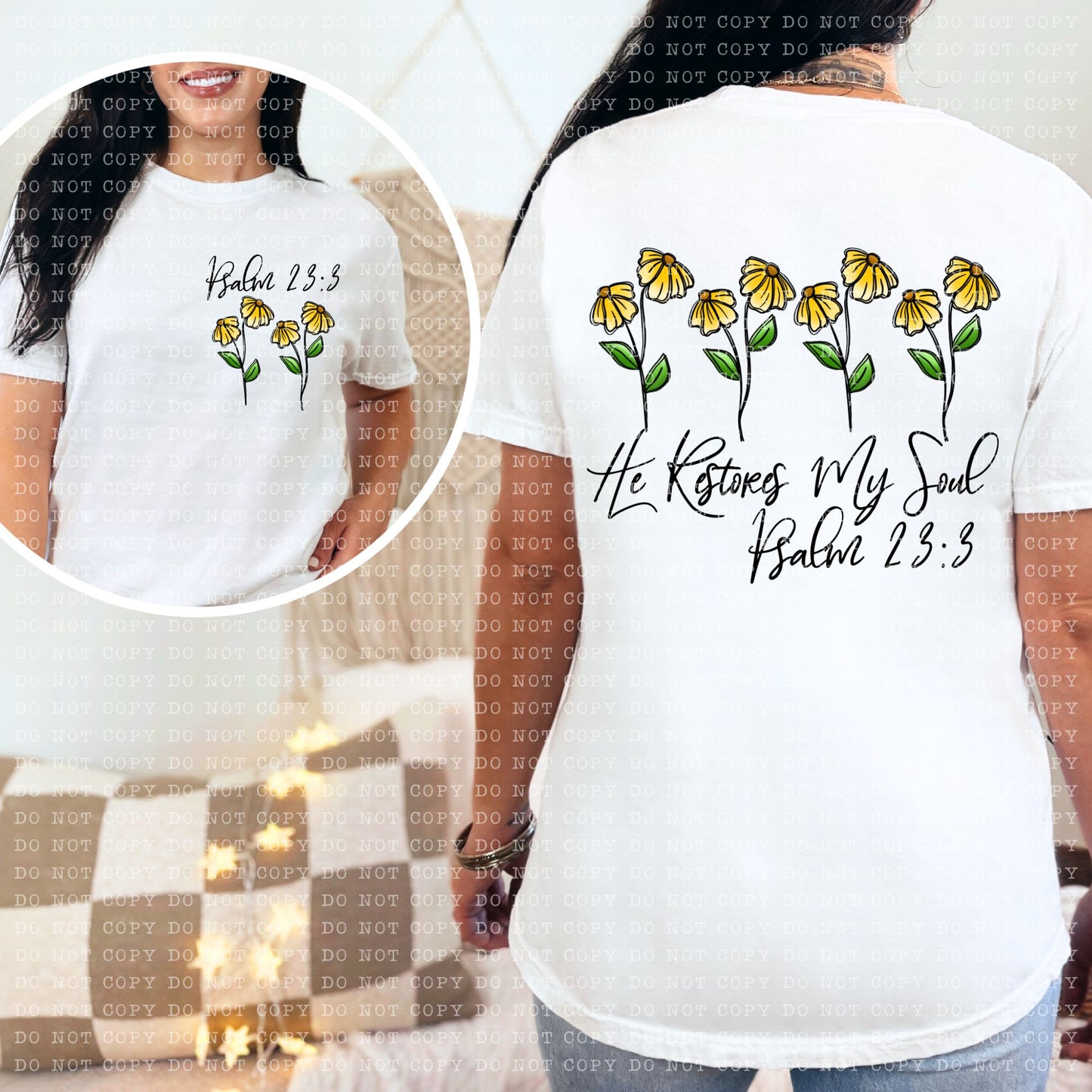 HE RESTORES MY SOUL SET- INCLUDES FRONT POCKET AND BACK- DTF TRANSFER