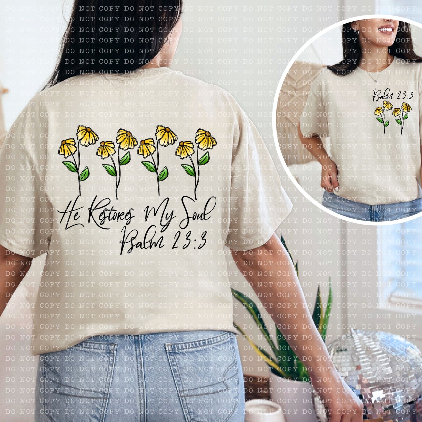 HE RESTORES MY SOUL SET- INCLUDES FRONT POCKET AND BACK- DTF TRANSFER