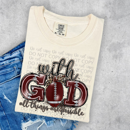 With God all things are possible Football -DTF TRANSFER
