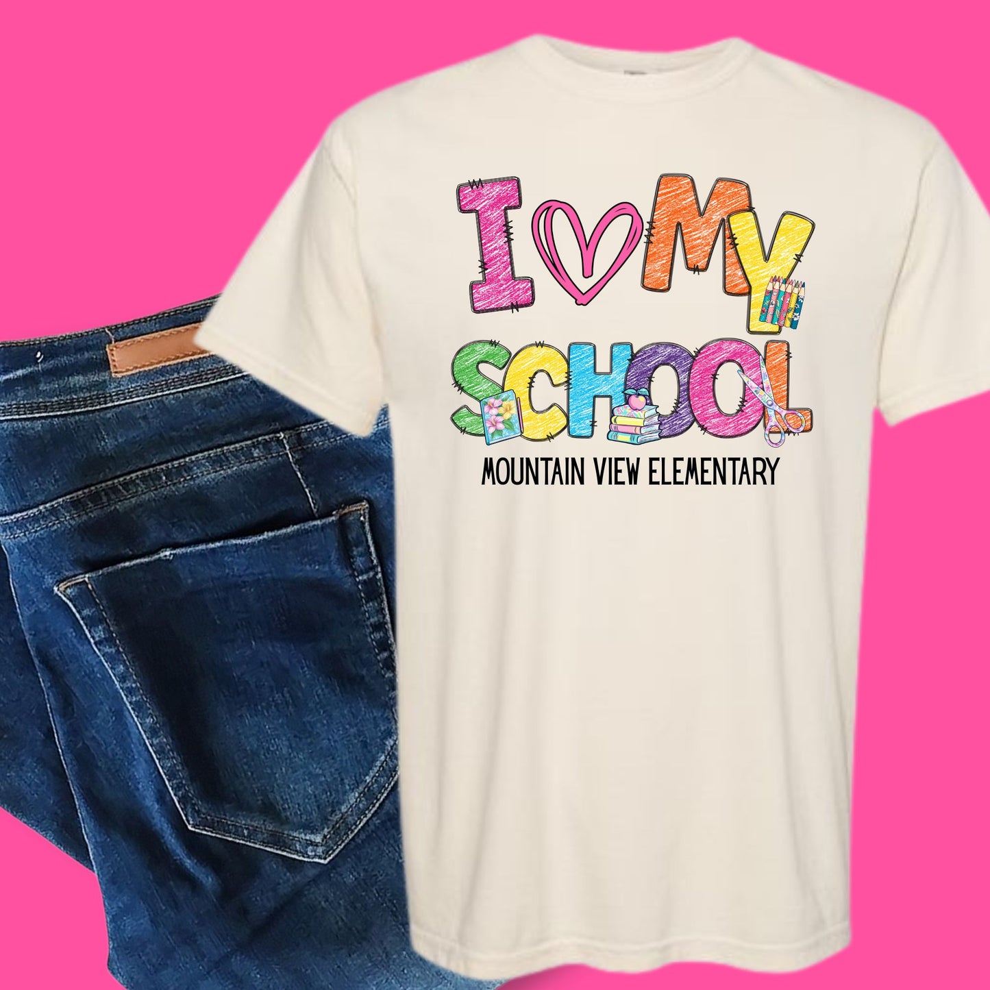 I Love My School Custom / Name | DTF TRANSFER