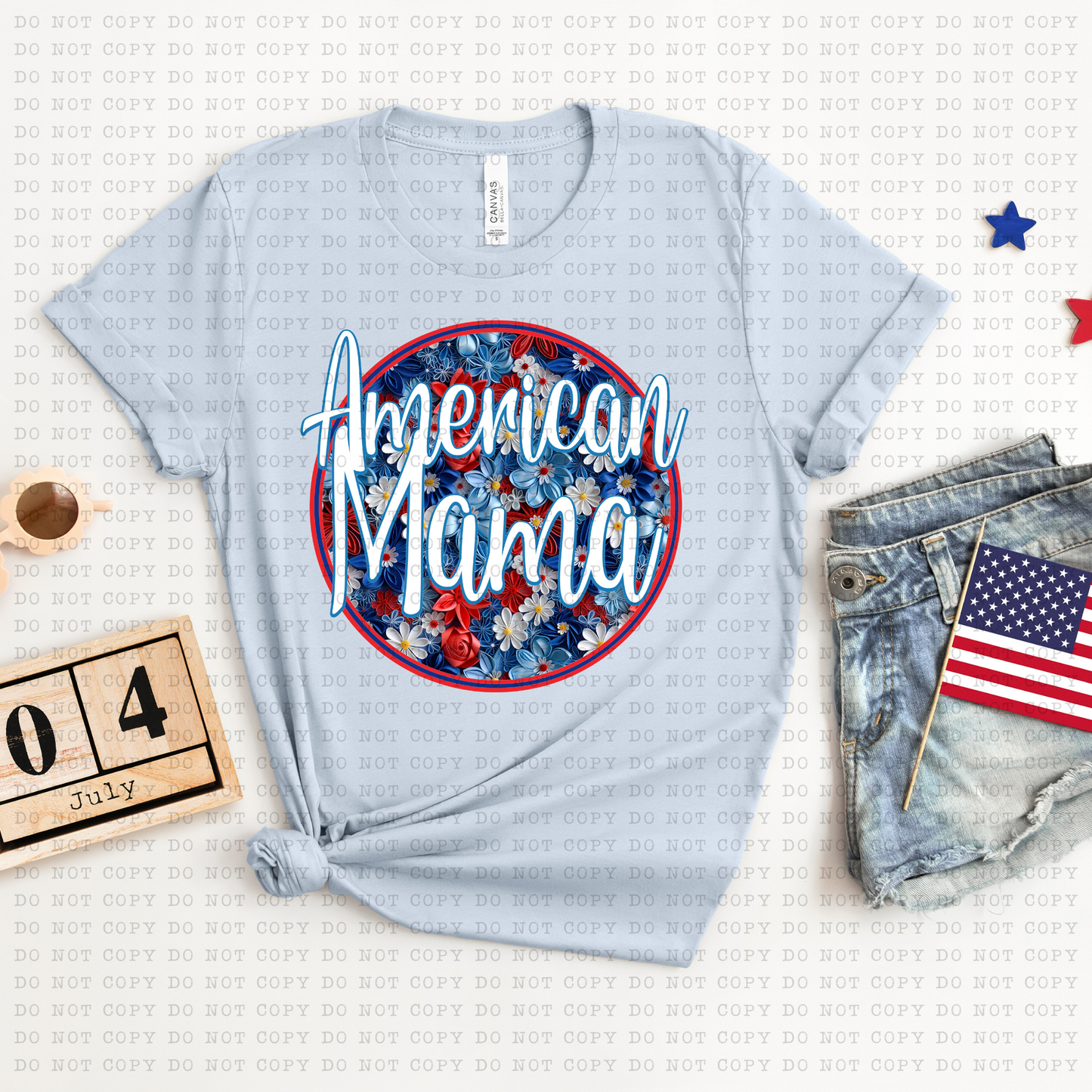 AMERICAN MAMA FLORAL PNG DIGITAL DOWNLOAD
