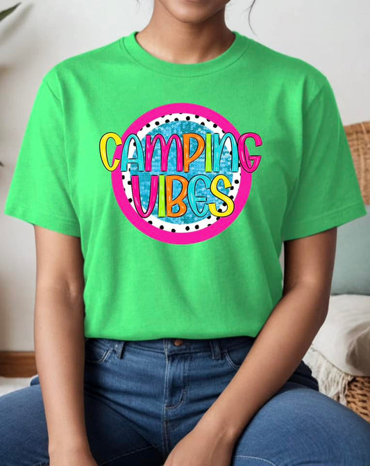CAMPING VIBES NEON CIRCLE PNG DIGITAL DOWNLOAD