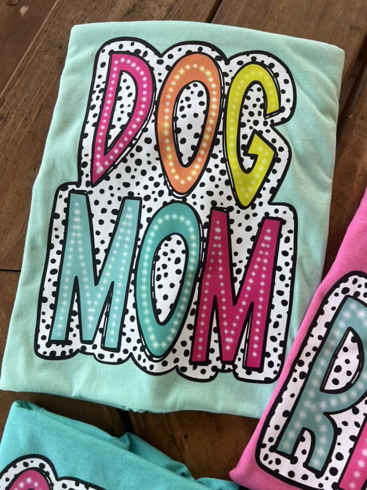 DOG MOM NEON DOTTED COMPLETED TEE - Wholesale