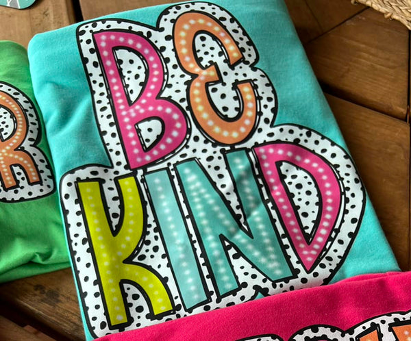 BE KIND NEON DOTTED COMPLETED TEE - Wholesale