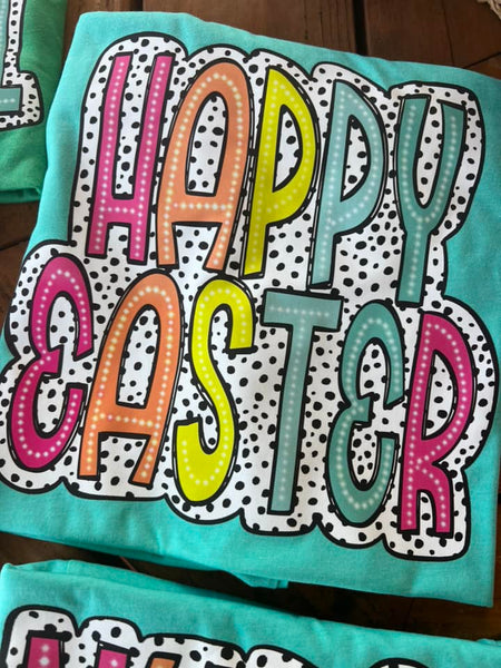 HAPPY EASTER NEON DOTTED COMPLETED TEE - Wholesale