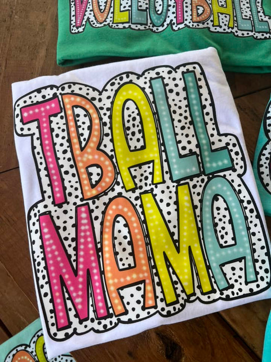 TBALL MAMA NEON DOTTED COMPLETED TEE - Wholesale