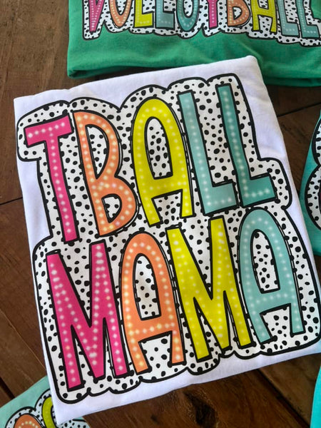 TBALL MAMA NEON DOTTED COMPLETED TEE - Wholesale