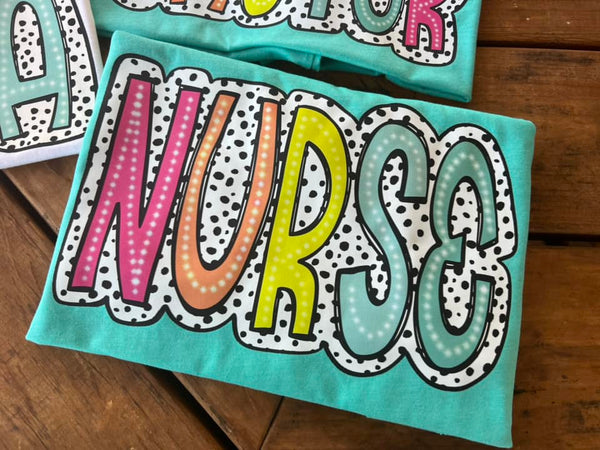 NURSE NEON DOTTED COMPLETED TEE - Wholesale