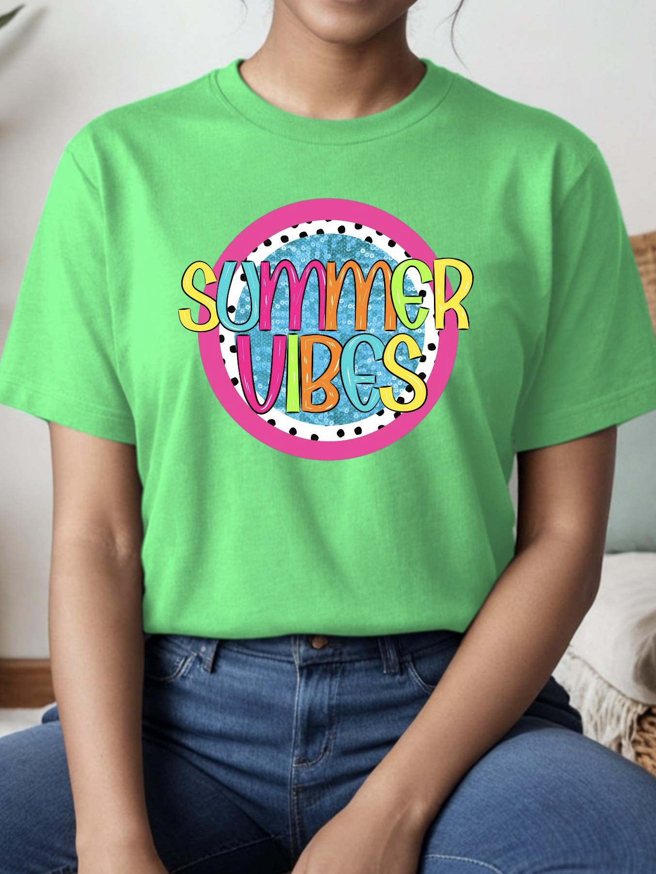 SUMMER VIBES NEON CIRCLE -DTF TRANSFER