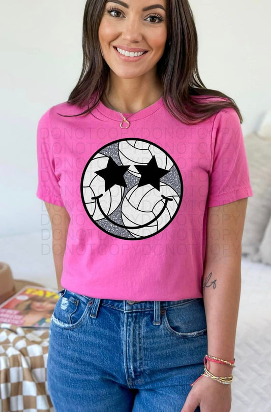 VOLLEYBALL HAPPY FACE COMPLETED TEE - Wholesale