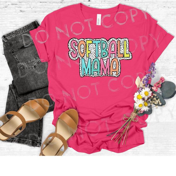 SOFTBALL MAMA NEON DOTTED-DTF TRANSFER