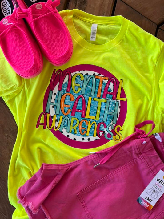 MENTAL HEALTH AWARENESS NEON DOTTED COMPLETED TEE - Wholesale