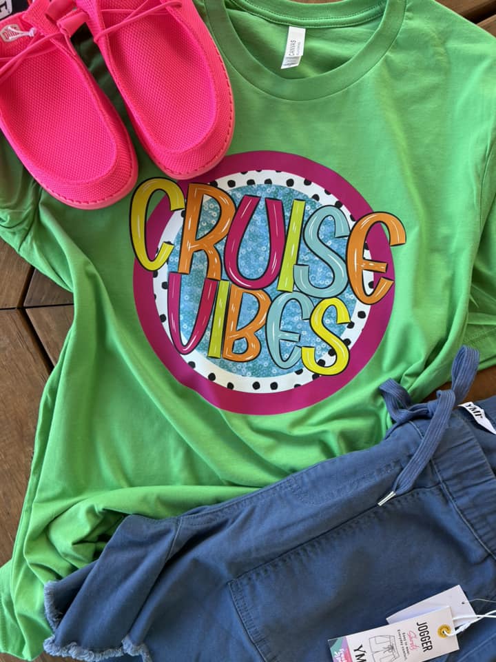 CRUISE VIBES NEON DOTTED COMPLETED TEE - Wholesale