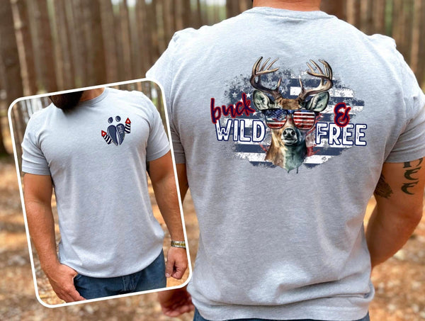 BUCK WILD AND FREE COMPLETED TEE - Wholesale