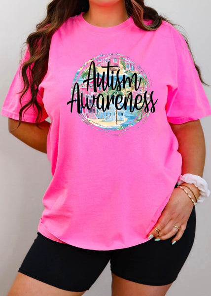 AUTISM AWARENESS BEACH HOUSE CIRCLE PNG DIGITAL DOWNLOAD