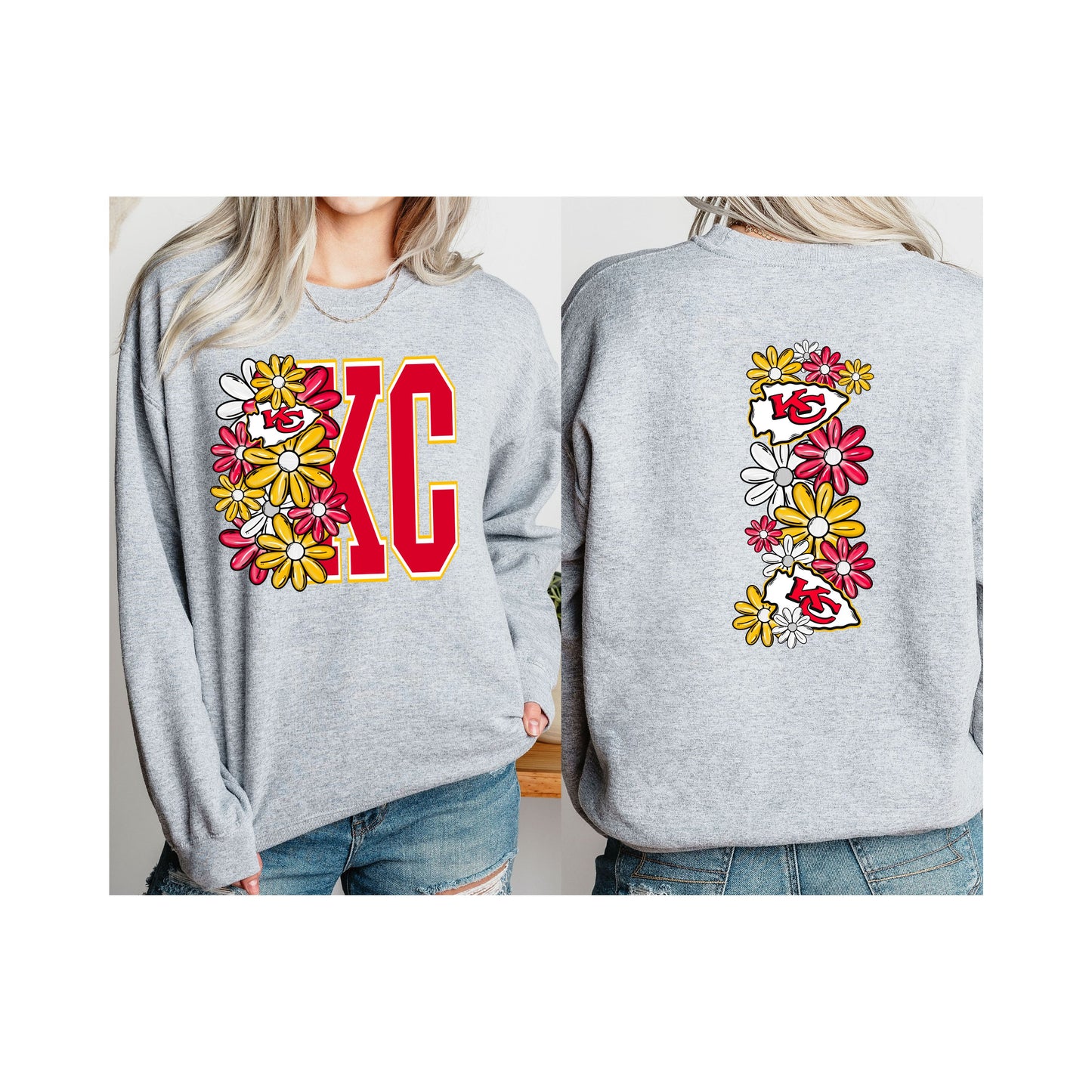 KC Flowers set  | FRONT & BACK PRINT | DTF TRANSFER