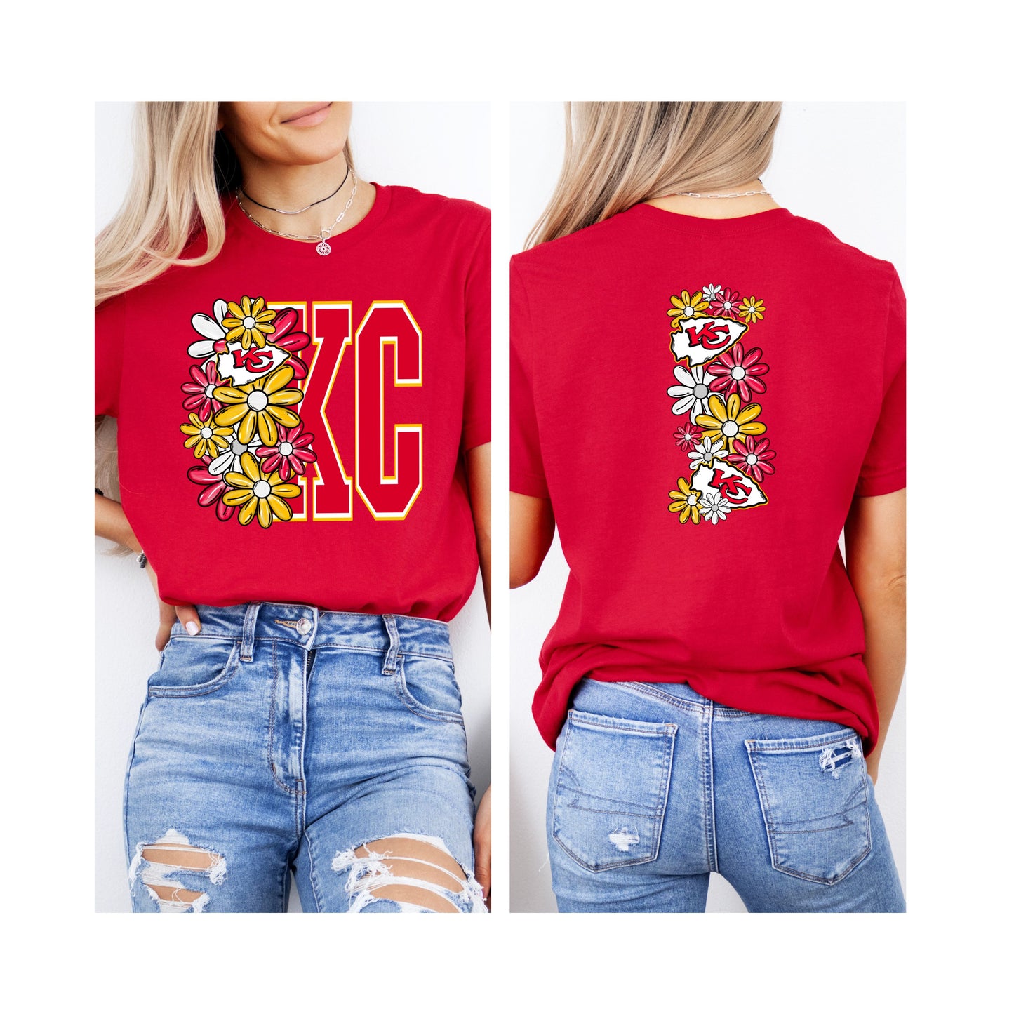 KC Flowers set  | FRONT & BACK PRINT | DTF TRANSFER