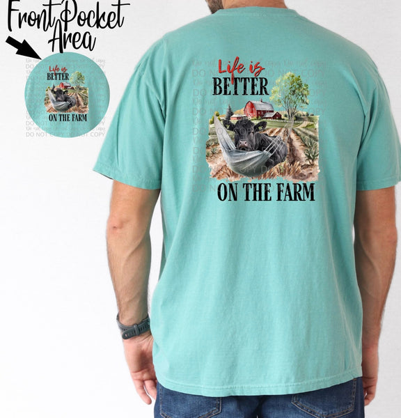 Life is better on the farm black cow FRONT/BACK-DTF TRANSFER
