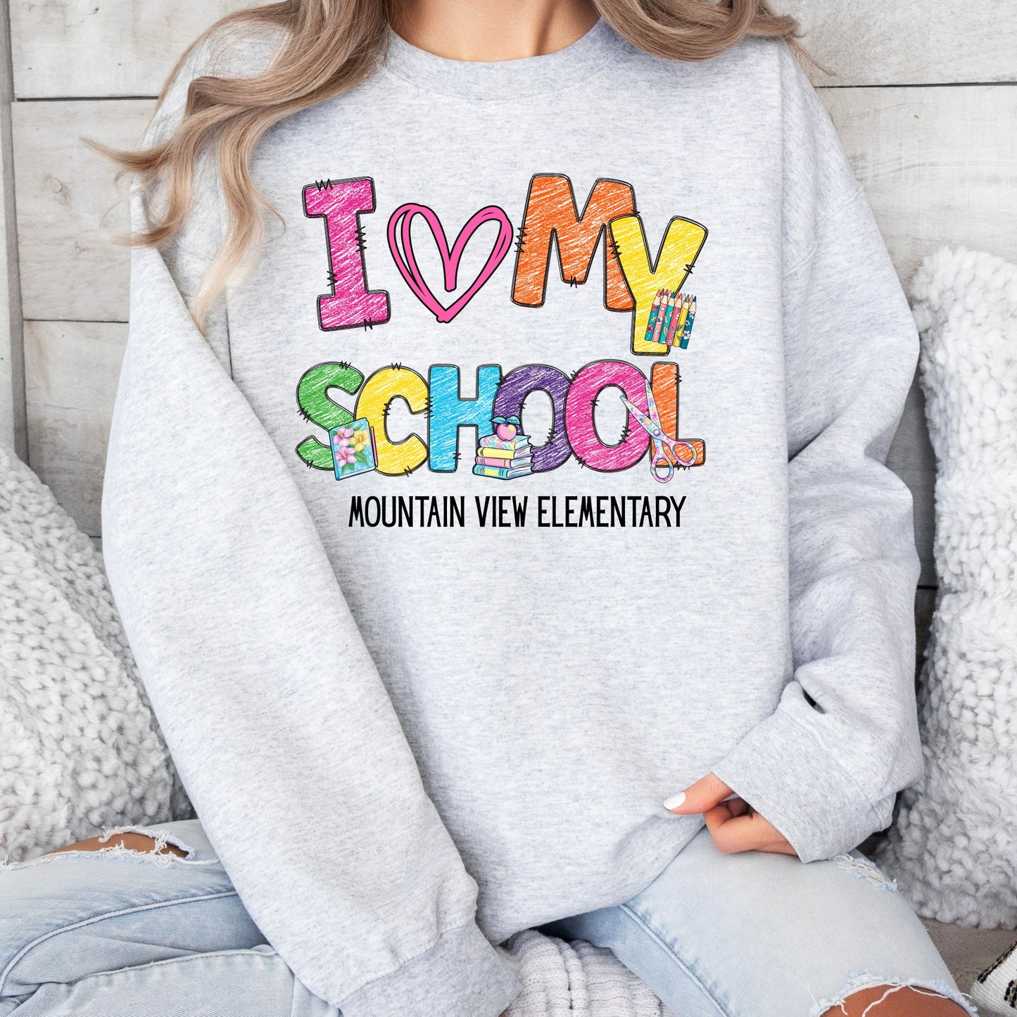 I Love My School Custom / Name | DTF TRANSFER
