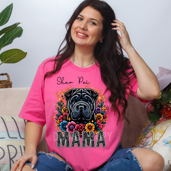 SHAR PEI(BLACK) MAMA SPRING DOGS-DTF TRANSFER