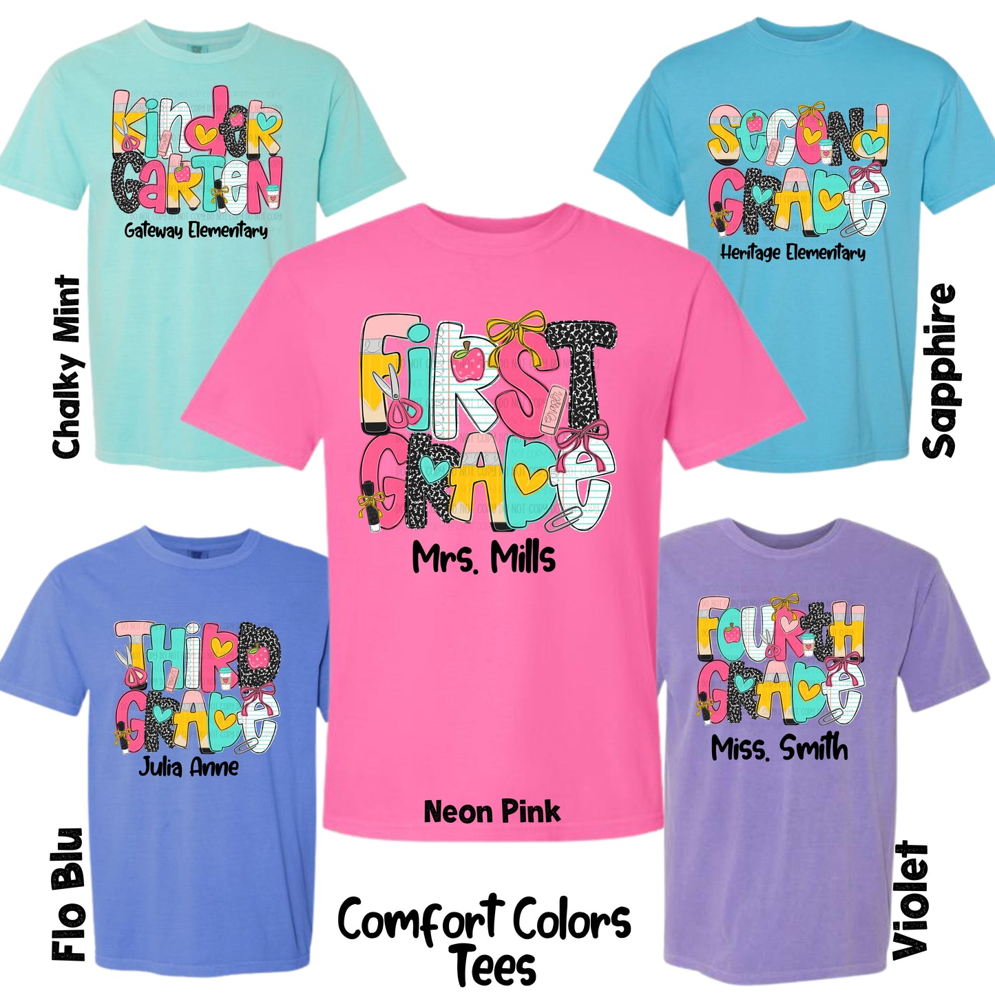 Back To School Grades Custom / Teacher Name | DTF TRANSFER