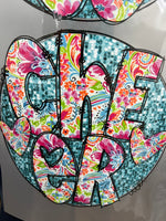 Cheer Faux glitter floral -Exclusive -DTF TRANSFER