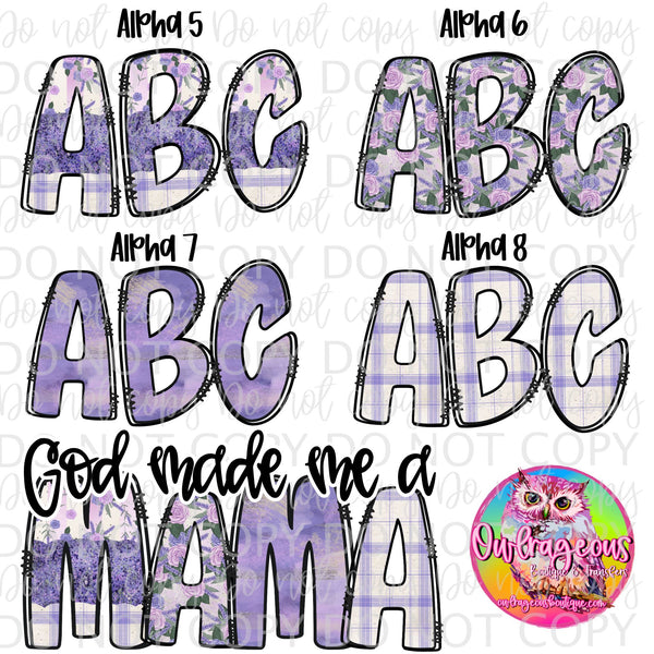 Lovely Lavender Alpha Group (includes 4 separate sets of Alphas)