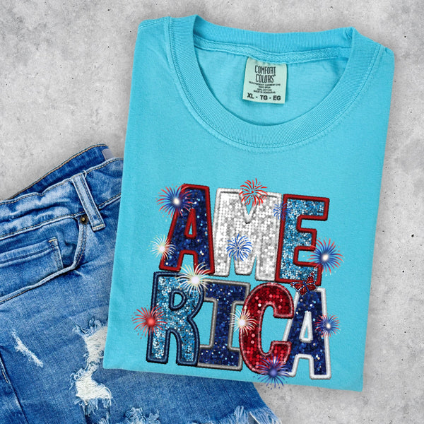 America Faux Glitter -DTF TRANSFER