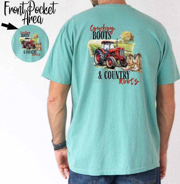 Cowboy Boots and country roots FRONT/BACK-DTF TRANSFER