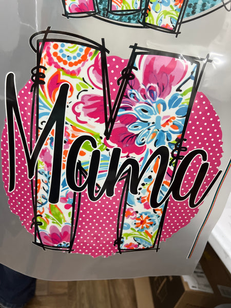 Mama Pink Dot Circle floral -Exclusive -DTF TRANSFER